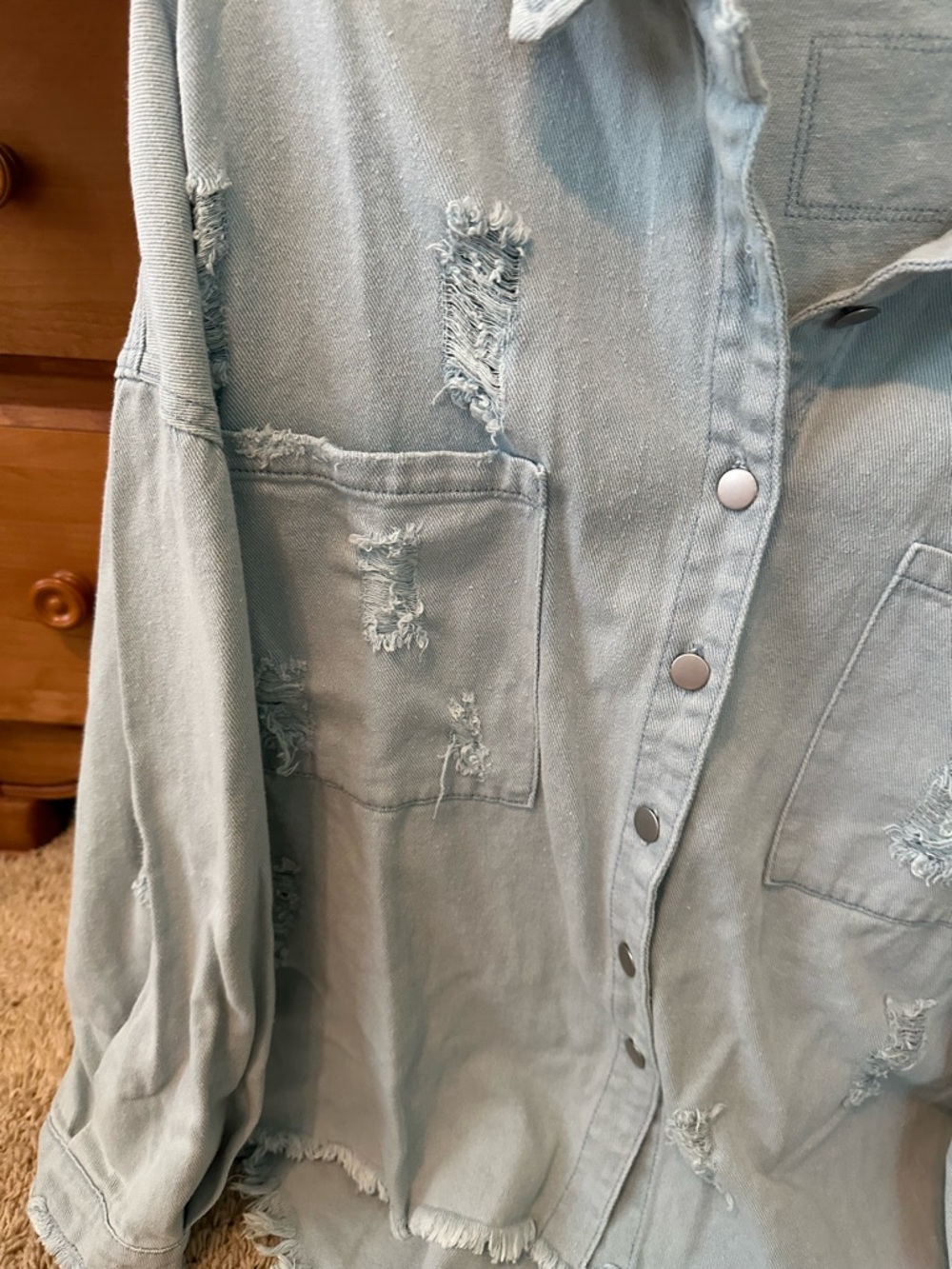 POL TWILL DISTRESSED SHACKET (Lt. wash) - Picture 5 of 5